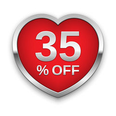 35% off silver badge, vector