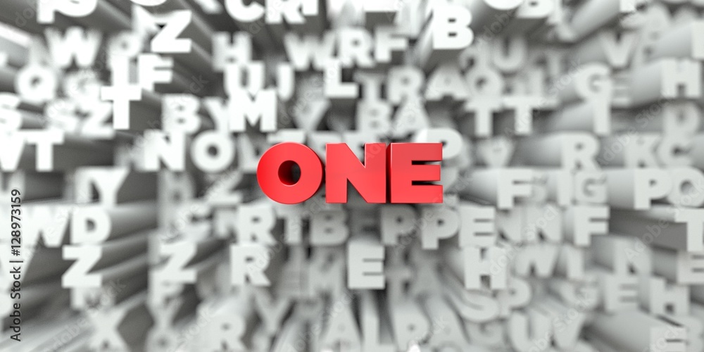 Fototapete one - red text on typography background - 3d rendered royalty free stock image. this image can be us