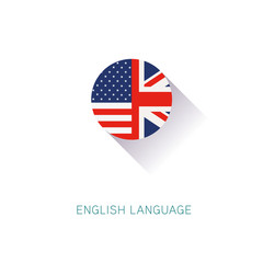 English Language icon USA UK flags