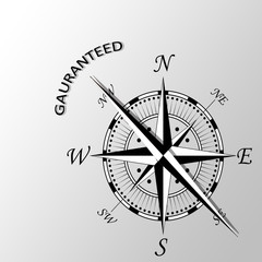 Illustration of guaranteed word written aside compass