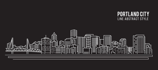 Cityscape Building Line art Vector Illustration design - Portland city - obrazy, fototapety, plakaty