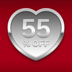 55% off silver badge, vector