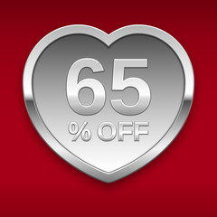 65% off silver badge, vector