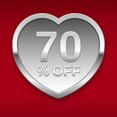 70% off silver badge, vector