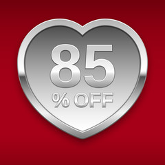 85% off silver badge, vector