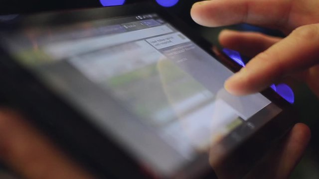 Man hand using tablet on christmas 