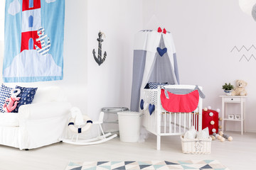 Baby room with nautical accents