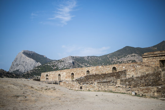 Wall of Genoa fortress in Sudak Crimea