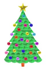Árbol de Navidad hecho con abanicos redondos