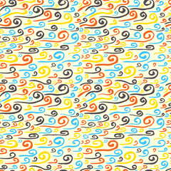  Abstract seamless pattern. Hand drawn artistic ink curves. 