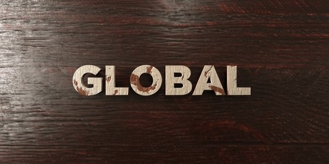 Global - grungy wooden headline on Maple  - 3D rendered royalty free stock image. This image can be used for an online website banner ad or a print postcard.