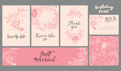 A set of cards for the wedding.