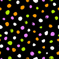 Polka dot seamless pattern. Hand drawn artistic ink circles.