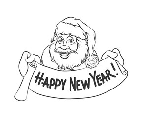 Isolated funny sketch hand-drawn cartoon of Santa Claus