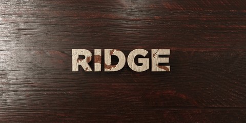 Ridge - grungy wooden headline on Maple  - 3D rendered royalty free stock image. This image can be used for an online website banner ad or a print postcard.