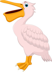 Cute pelican cartoon waving hand