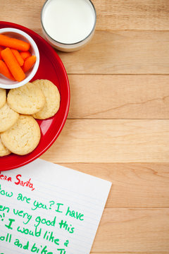 Christmas: Plate of Cookies for Santa and Carrot for Reindeer
