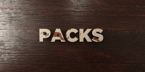 Packs - grungy wooden headline on Maple  - 3D rendered royalty free stock image. This image can be used for an online website banner ad or a print postcard.
