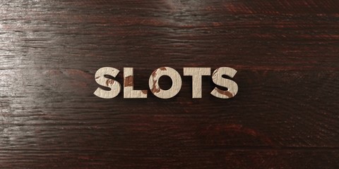 Slots - grungy wooden headline on Maple  - 3D rendered royalty free stock image. This image can be used for an online website banner ad or a print postcard.
