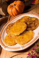 Potato pancakes with pumpkin puree