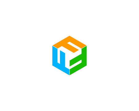 Initial Letter F Box Logo Design Template