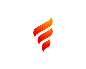 Initial Letter F Flame Fire Logo Design Template