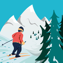 Skier in mountains