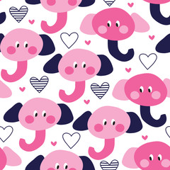 seamless cute elephant pattern vector illustration