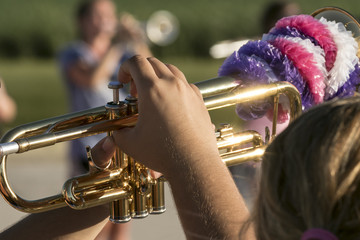 decorated trumpet on the practice field