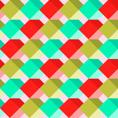 Seamless pattern with flat cubes. Abstract background in bright colors.