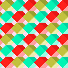 Seamless pattern with flat cubes. Abstract background in bright colors.
