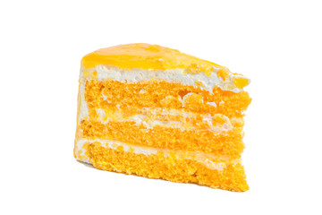 isolated orange cake on white background