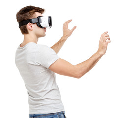 Man with virtual reality goggles