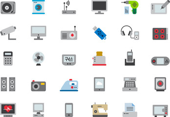 HOME APPLIANCES & ELECTRONIC DEVICES color flat icons
