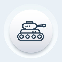 battle tank icon, armoured fighting vehicle linear pictogram