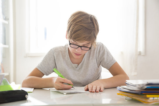 Boy doing homework