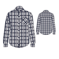Checkered, plaid t shirt template with sleeves.