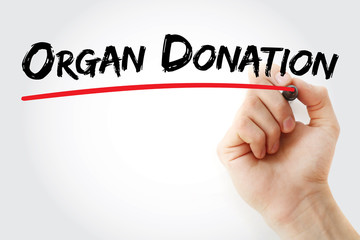 Hand writing Organ donation with marker, concept background