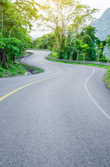 An empty S-Curved road on skyline drive.