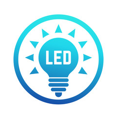 led light bulb icon with blue gradient