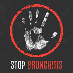 Vector illustration. Human diseases. Stop bronchitis.
