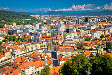 Fototapeta na wymiar City of Ljubljana aerial view