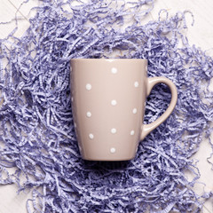 Obraz na płótnie Canvas Closeup of cup of tea on vintage wooden background