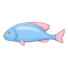 Blue fish with pink fins icon. Cartoon illustration of blue fish with pink fins vector icon for web