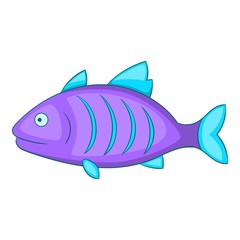 Purple fish icon. Cartoon illustration of purple fish vector icon for web