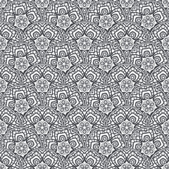 Patch Boho Flower Seamless Pattern. Mandala patchwork, oriental design. Wallpaper, furniture textile, fabric print, tile deco.
