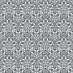 Patch Boho Flower Seamless Pattern. Mandala patchwork, oriental design. Wallpaper, furniture textile, fabric print, tile deco.