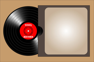 Vintage vinyl record with cover. Vector illustration, EPS10