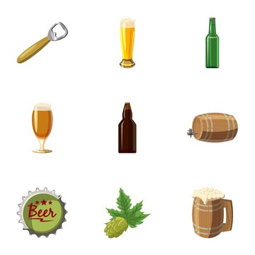 Beer festival icons set. Cartoon illustration of 9 beer festival vector icons for web