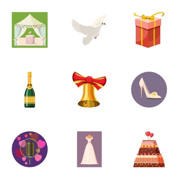 Wedding ceremony icons set. Cartoon illustration of 9 wedding ceremony vector icons for web